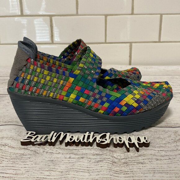 St. John's Bay Elastic Slip On Platform Mary Jane Shoes in Rainbow - Picture 4 of 10